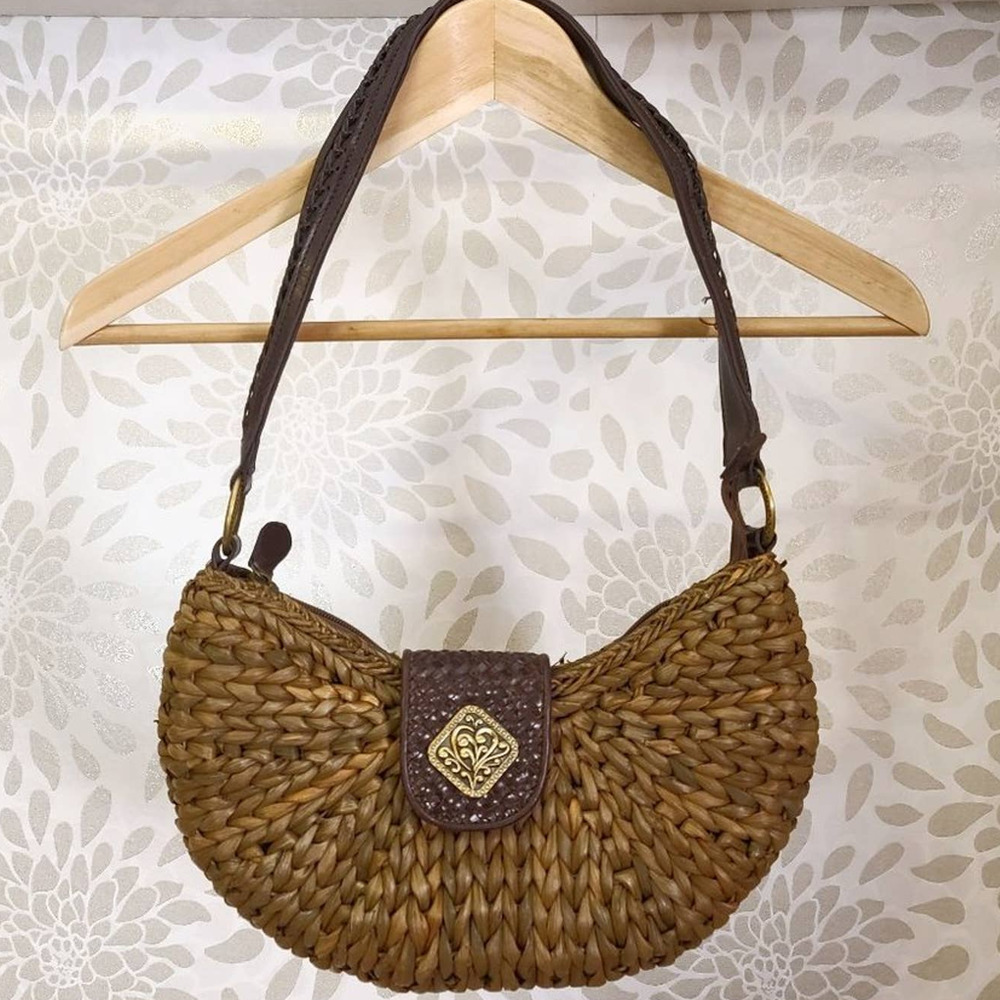 Coldwater Creek Half Moon Woven Wicker Bag